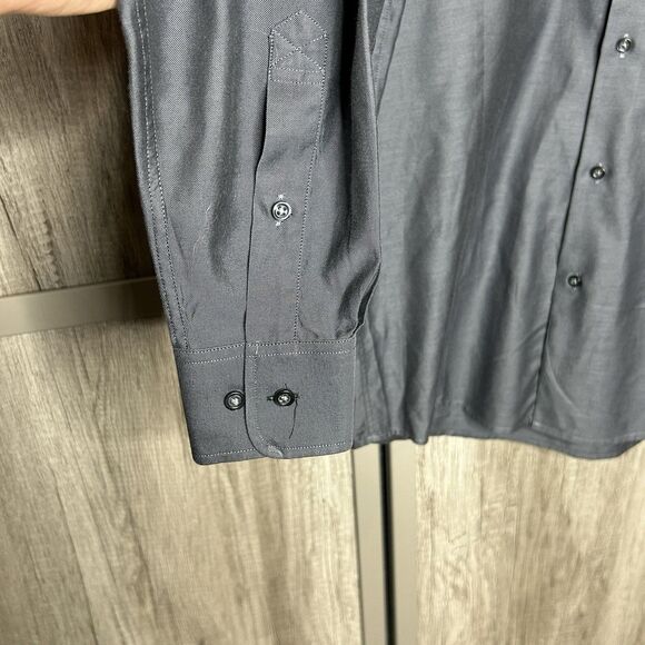 REISS Men’s Dress Shirt Button Up Gray Color Long Sleeves Dart Seams - Picture 3 of 7